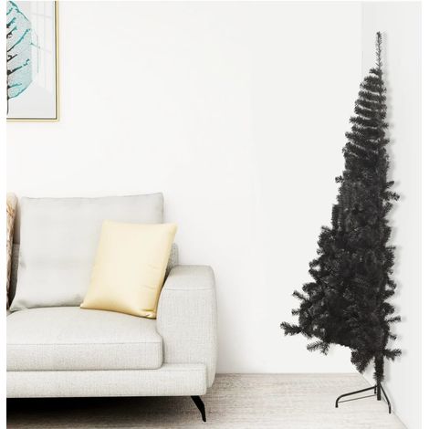 Demi Sapin de Noël artificiel avec support,Arbre de Noël Noir 180 cm PVC -WYW94131 (1/5)