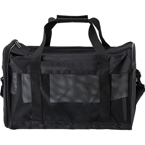 Transportín plegable para perros y gatos: 42 x 27 x 28 cm, con comedero, portátil (negro)