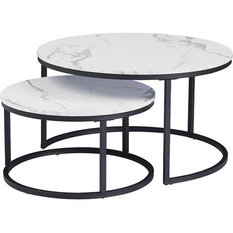Table Basse, Design Rond Moderne, Empilable pour Gagner de la Place, 80cm et 60cm (1/2)