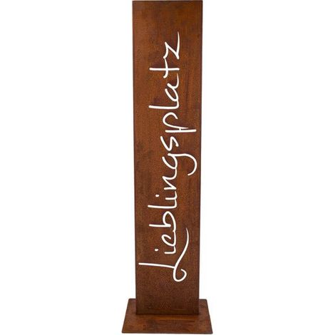 Enseigne Décorative de Jardin en Métal Aspect Rouille Vintage Favorite Platz - PANGIVO