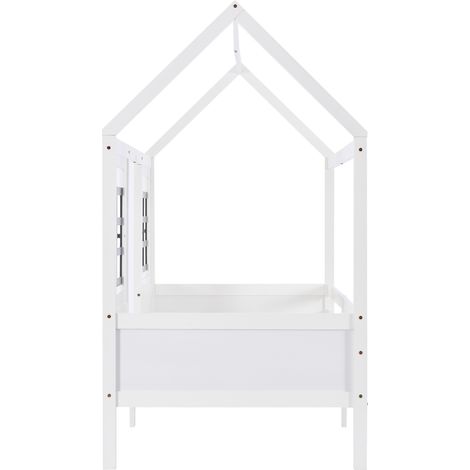 Lit cabane enfant avec 2 tiroirs, 2 fenêtres, blanc, 200 x 90 cm (1/5)