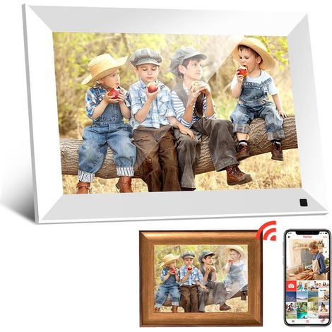 Digitaler Bilderrahmen 10 Zoll mit WLAN, Frameo Fotorahmen mit 32 GB Speicher, 1280 x 800 IPS Touchscreen, Bewegungssensor, Foto- und Videoübertragung (1/5)