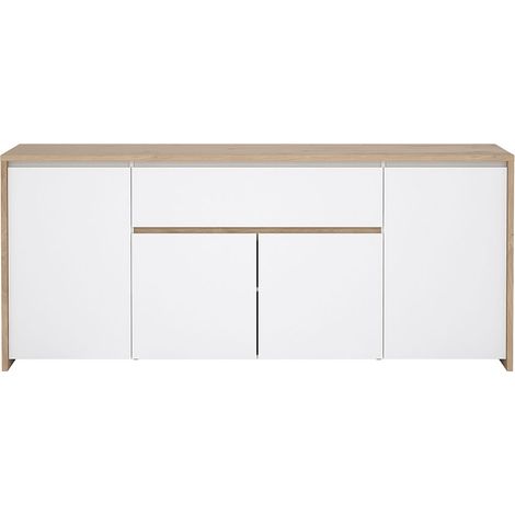 Next Sideboard 4 Türen, 1 Schublade Eichen-Dekor, weiß hochglanz. (1/5)