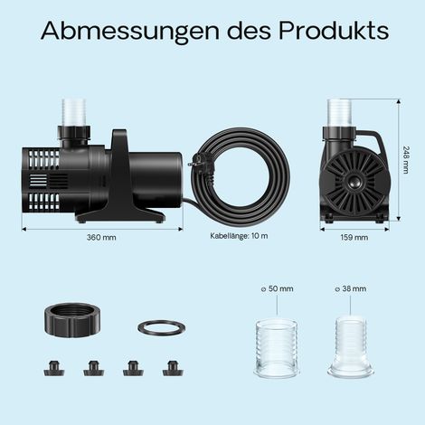 SunSun CMP-28000 Pompe bassin haute performance - 140 x 320 x 190 mm - 28 000 l/h / 580 W / refoulement max. 7,5 m - pour filtre piscine fontaine jardin