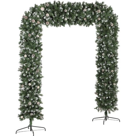 8.2 ft Snow Frosted Christmas Tree Arch, Christmas Arch Doorway Decor with 2100 Tips 96 Pinecones, Artificial Xmas Tree with Metal Stfor Indoor, Green (1/5)