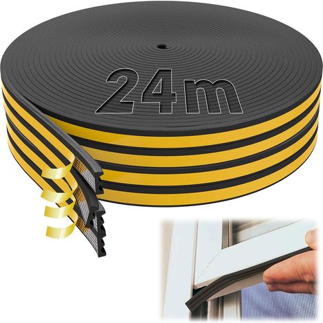 Joint d'étanchéité autocollant pour fenêtre - 9 mm x 4 mm - Noir - 24 m (1/5)