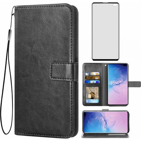 Coque Samsung S10 Plus+ Premium Cuir PU TPU, Housse Flip Magnétique avec Porte-Cartes, Support et Cordon - Étui Portefeuille Protecteur (1/5)