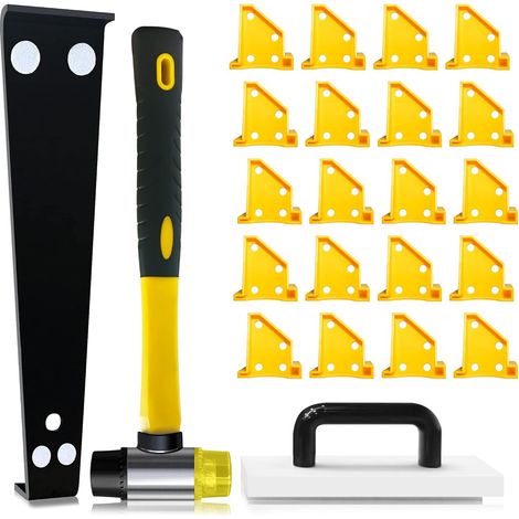 kit pose parquet/4in1Outils sol vinyle/stratifié Calibre. Set installation,Bloc de frappe,Cales d'espacement, Maillet caoutchouc,Barre traction,Alignement facile,Construction durable. (1/5)