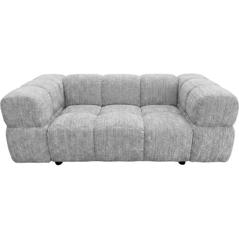 GUSTAVE - Canapé droit tissu chenille 2 places Gris clair (1/5)