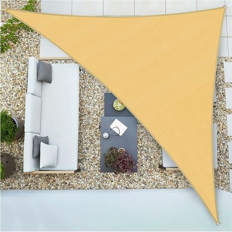 Voile d'ombrage triangulaire pour terrasse, 3,6x3,6x3,6 m, anti-UV 95%, idéale jardin, balcon, pergola, espaces extérieurs, teinte sable (1/5)
