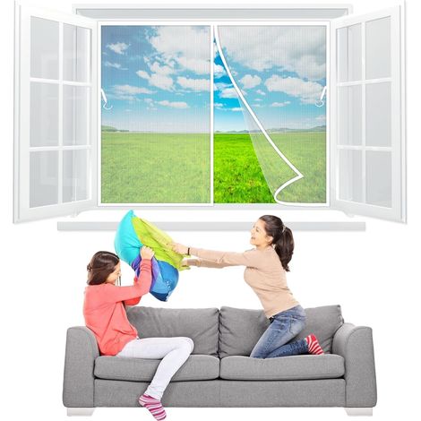 Moustiquaire AimantéE Fenetre 110x175 cm Facile à Installer sans Percer Moustiquaire Fenetre Anti Insecte Mouche Moustique pour Couloirs, Fenetres - Blanc Z (1/5)