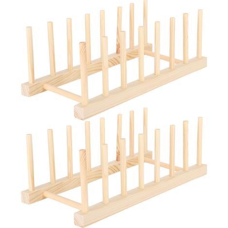 2 Râteliers de Rangement en Bois pour Ustensiles de Cuisine - Étagère Décorative Solide (1/5)