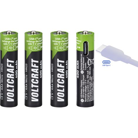 VOLTCRAFT VC-AAA400USB USB-C® Akku Li-Ion 400 mAh 1.5 V 4 St.
