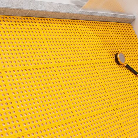 Tapis de sol à ventouse, 10 pièces, tapis de salle de bains en mosaïque en plastique antidérapant pour cuisine salle de bains jaune (1/3)