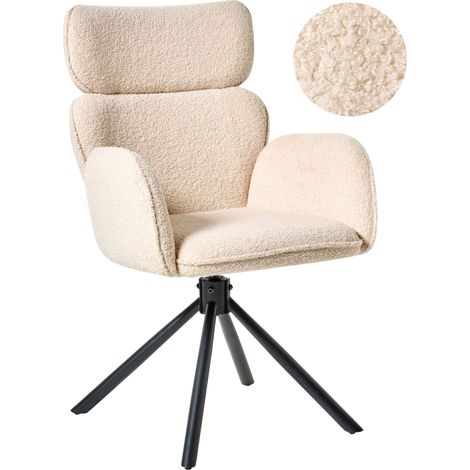 Dining Chair Swivel ALENE Boucle Light Beige (1/5)