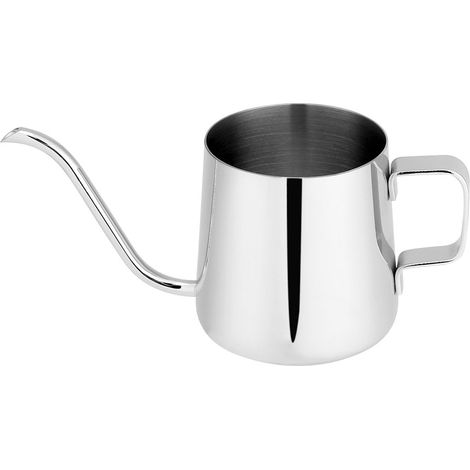 Cafetière à filtre en acier inoxydable avec bec verseur en col de cygne long et fonction théière (argentée, 250 ml) (1/5)