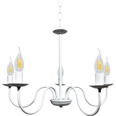 Lampadario 5xE14 Montatura Verniciata Bianco E-Energy Nicla (1/2)