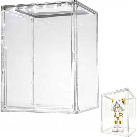 Grande Vitrine LED en Acrylique(44x33x33 cm) avec Porte Aimantée, Boîte de Rangement Empilable Anti-Poussière avec Connexion Type-C pour Figurines d'action (1/5)