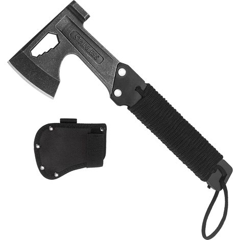 Hache Camping Multitool, Hachette de Survie avec Fourreau, Tomahawk à Manche en Fibre de Nylon pour Randonnée Plein Air, Lot de 2 (1/4)