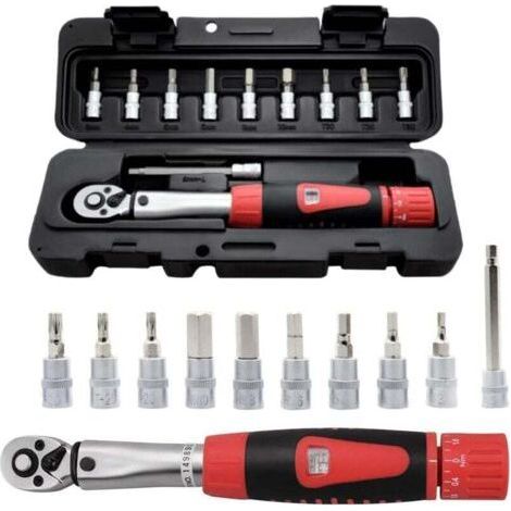 1/4 Inch Torque Wrench, Accuracy ±3% Socket Set for Bicycle and Motorcycle 2-24nm Torque Repair Tool Torque Adapter Socket Wrench (1/4)