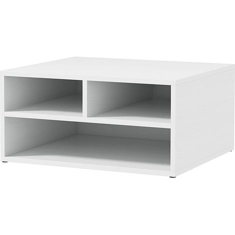 Organiseur bureau blanc 3 compartiments support imprimante 47 x 40 x 22,5 cm