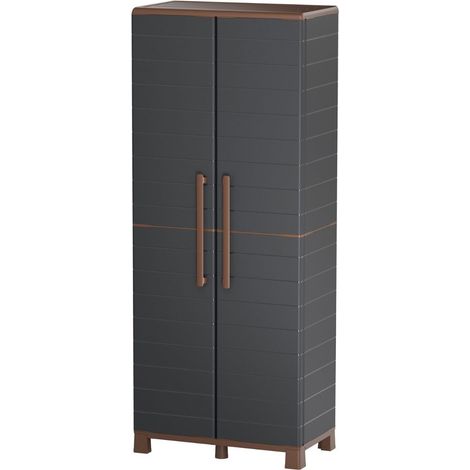Armoire de rangement haute 2 portes 3 Etagères réglables 68 x 37 x 169cm - Meuble de Garage Atelier Buanderie Artplast