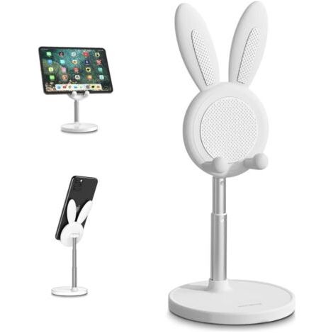 Pair Support de téléphone de bureau en forme de lapin, couleur blanche, accessoire mignon pour bureau