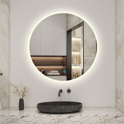 AICA Specchio Rotondo Illuminato a LED, Specchio da Parete da Bagno Rotondo 100 x 100 cm, Specchio da trucco, Anti nebbia, Dimmerabile 3000K-6500K, Funzione di Memoria, IP44 impermeabile
