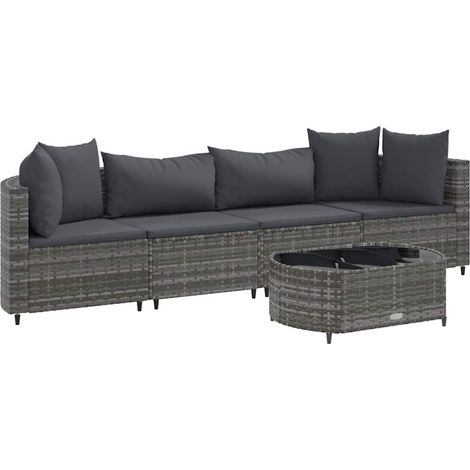 Maison Exclusive - 5-tlg. Garten-Sofagarnitur mit Kissen Grau Pol
