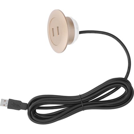 Prise USB encastrable double pour chevet, canapé, chaise longue, avec câble 2,5m, chargeur 5V, accessoire doré (sachet bulle + PP) (1/5)