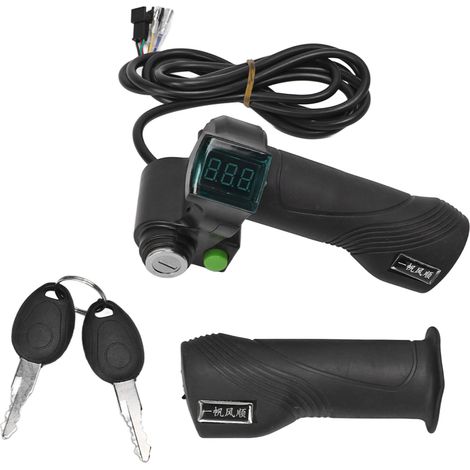 Kit de Poignée d'Accélérateur Électrique pour Vélo avec Écran LCD et Clé de Sécurité - 2 Pièces (1/5)