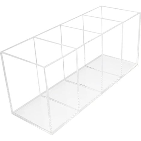 Acrylic Pen Holder with Compartments Sturdy Desk Organizer