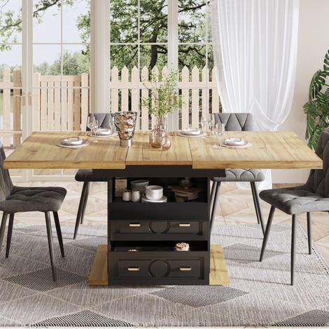 Tavolo da pranzo allungabile 110-140 x 80 x 75 cm in MDF e metallo OKWISH (1/5)