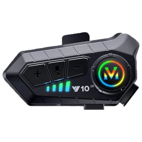 Écouteurs Bluetooth pour casque de moto compatibles avec les téléphones portables, modèle Y10-2X, noir, avec puce double cœur 5,3 GHz, batterie 1000 mAh et microphone intégré. (1/5)