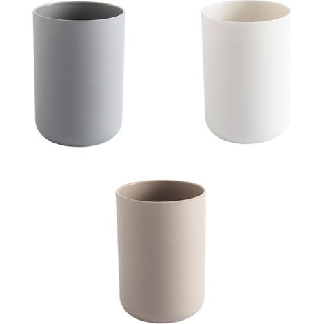 Badezimmer-Zahnputzbecher, Zahnbürstenhalter, 3er-Set, lebensmittelechter Kunststoff, absolut einlösbar (weiß, grau, braun) (1/4)