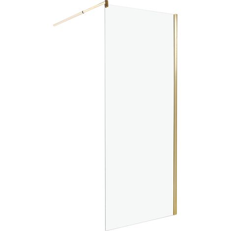 Mampara de ducha de vidrio templado sin puerta dorado 80 x 190 cm Ahaus (1/5)