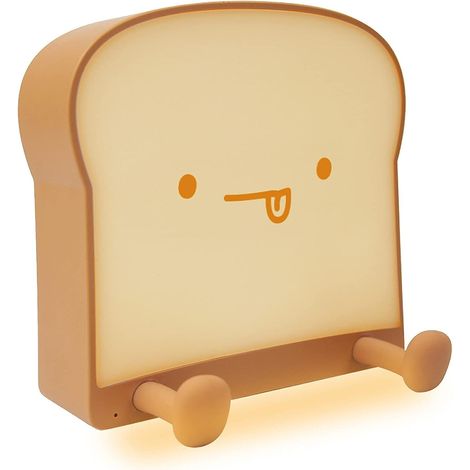 Veilleuse en forme de pain grillé, lampe LED douce en forme de pain grillé avec un visage mignon toujours souriant, lampe de chevet, idée cadeau pour adolescentes de 10 à 14 ans (fin d'études). (1/5)