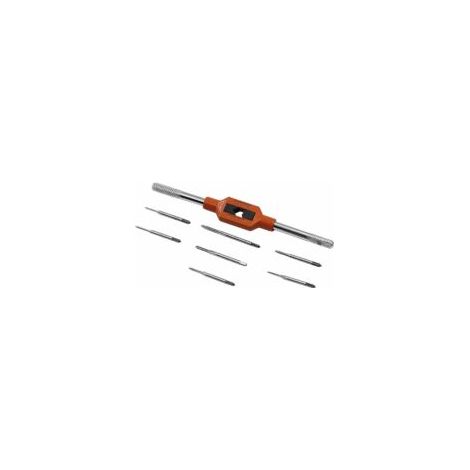Mini-Handschraubendreher-Set (metrisch) für Heimwerker, Bohrer-Set, verstellbares Gewindeschneid-Set (M1,1–8), verstellbarer Schraubenschlüssel (M1–8), Kunststoffkoffer – Crezuo (1/4)