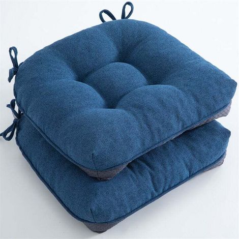 Cuscini per sedie da sala da pranzo, cuscini per sedie da interno con lacci, cuscini per sedie in schiuma trapuntata, cuscini per sedie antiscivolo, set da 2, 15.5 x 15.5 x 4 pollici, nero (1/4)