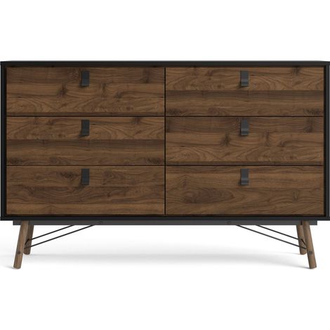 Cassettiera 150 x 95 h cm nero opaco e noce - Longarone (1/5)