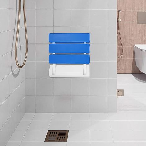 Siège de douche pliable pour personnes âgées, tabouret de salle de bain pliable mural, capacité de charge jusqu'à 130 kg, tabouret de douche, pliable, blanc/jaune/bleu/orange, rouge (1/5)