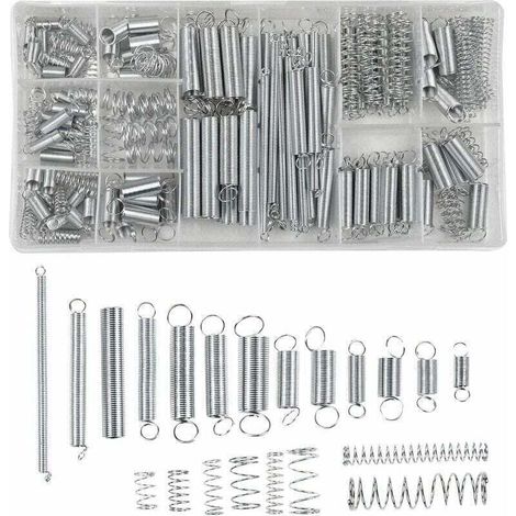 200 Pièces Ressorts de Compression Ressorts de Traction Assortiment de Ressorts d’Extension 20 Tailles Ressorts en Acier Galvanisé avec Boîte de Rangement (1/4)