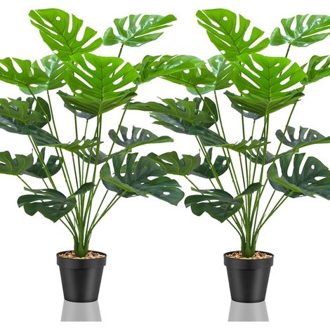 Set mit 2 künstlichen Monstera-Pflanzen, lebensecht, pflegeleicht, Deko für Zuhause & Büro (1/5)