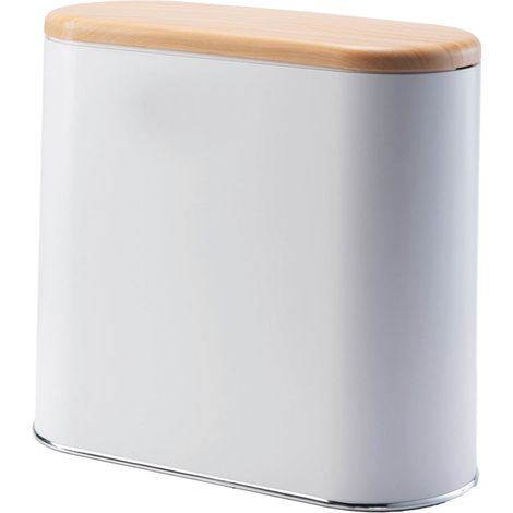 Kitchen Move – Poubelle de salle de bain étroite push 10 L – Design scandinave en bois – Ouverture par pression – Fermeture anti-odeurs (1/5)