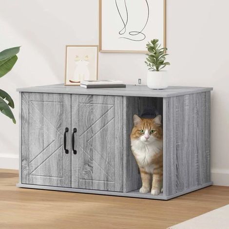 Niche pour chat Sonoma Grey, 85 x 55 x 50 cm, en bois composite (1/4)