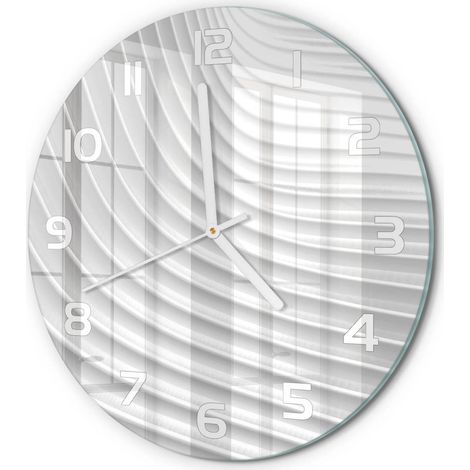 Horloge Murale Ronde Sans Cadre en Verre Trempé Silencieuse et Moderne Lignes d'abstraction fi 30 cm (1/5)