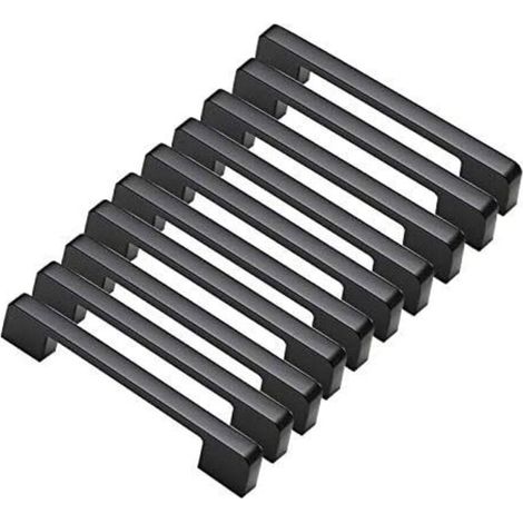 Set mit 10 schwarzen Aluminium-Türgriffen – 160 mm Lochabstand – T-Profil für Schränke und Schubladen – Einfache Montage mit beiliegenden Schrauben – 10 Stück (1/5)
