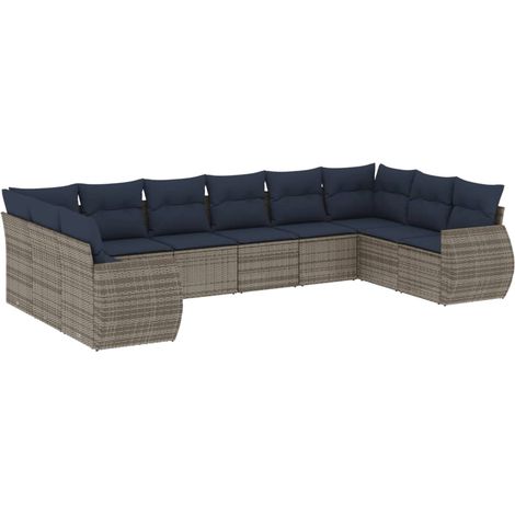 Maison Exclusive - 10-teiliges Gartensofa-Set mit Kissen, grau, P (1/5)
