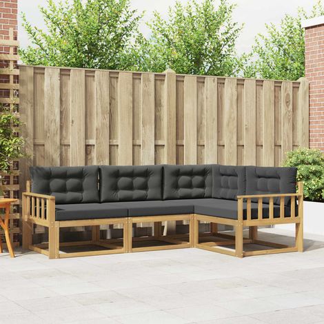 vidaXL Outdoor-Sofagarnitur 3 pcs Weiß und Anthrazit Polyester (1/5)