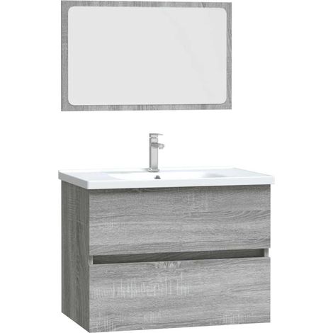 Maison Exclusive - 2-tlg. Badmöbel-Set Grau Sonoma Holzwerkstoff